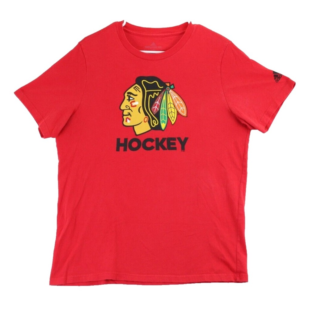 Adidas Chicago Blackhawks Hockey Graphic‎ T Shirt Mens Large Red NHL